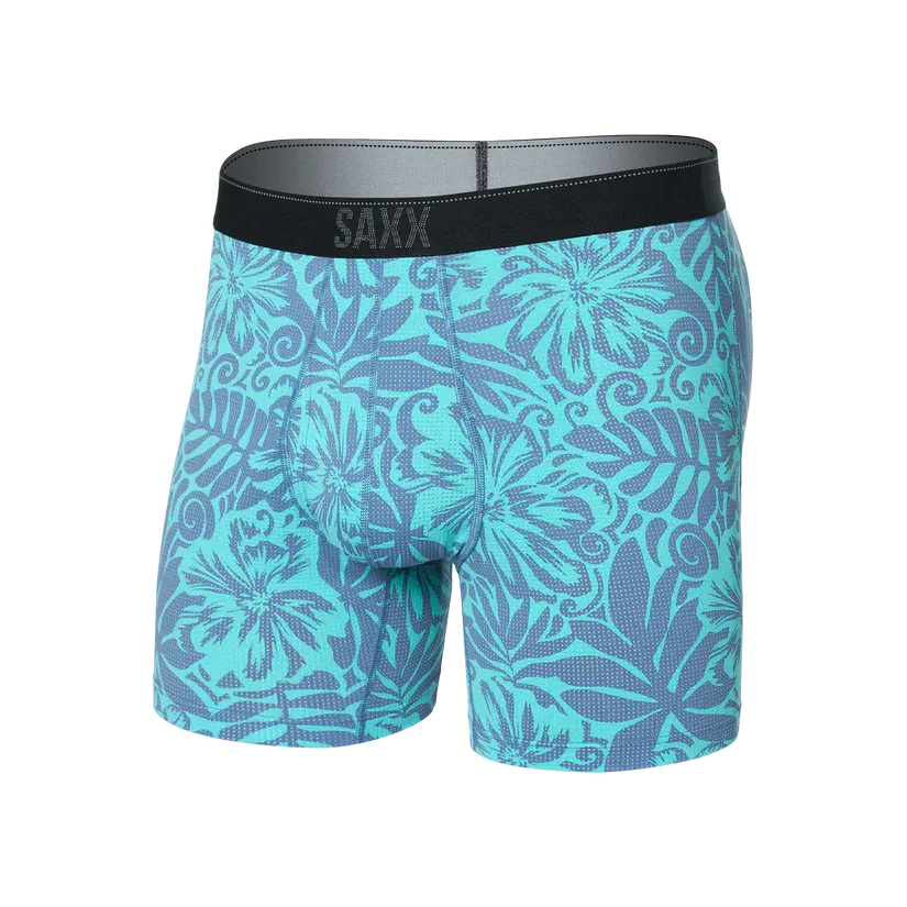 QUEST BOXER BRIEF | SURF FLOWERS-TURQUOISE-Intimates-SAXX-Coriander