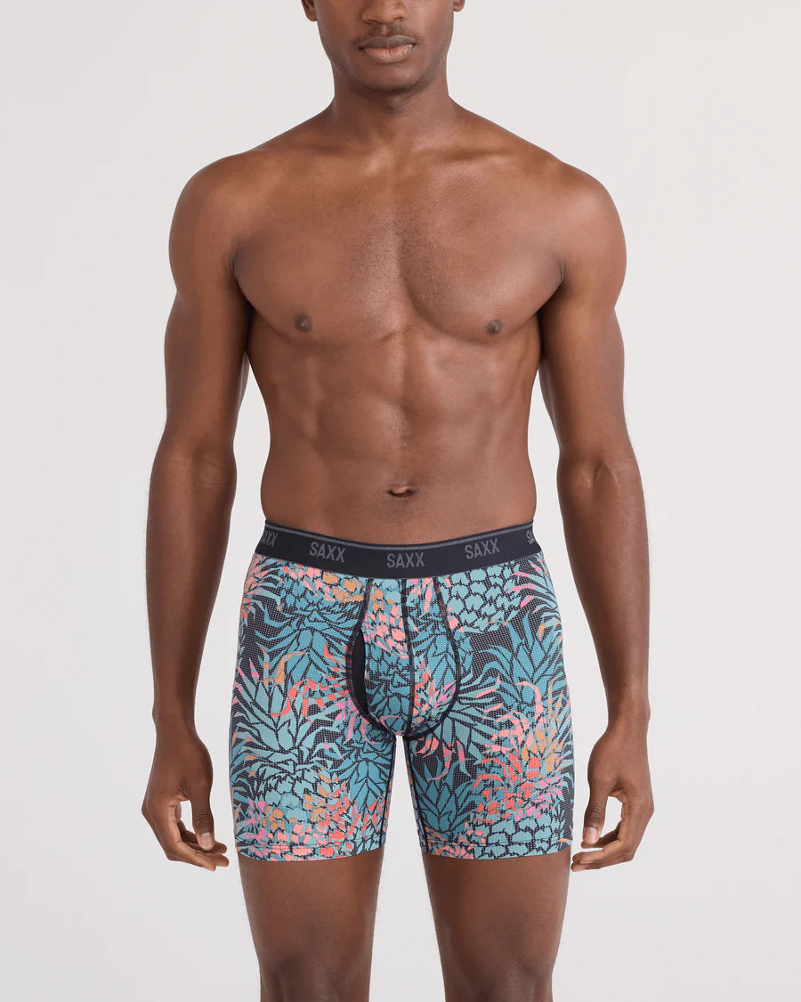 QUEST MESH BOXER BRIEFS | PINEAPPLE PATCH-MULTI-Intimates-SAXX-Coriander