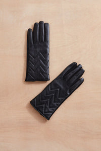 QUILTED FAUX LEATHER GLOVES-Uncategorised-LOOK BY M-BLACK-Coriander