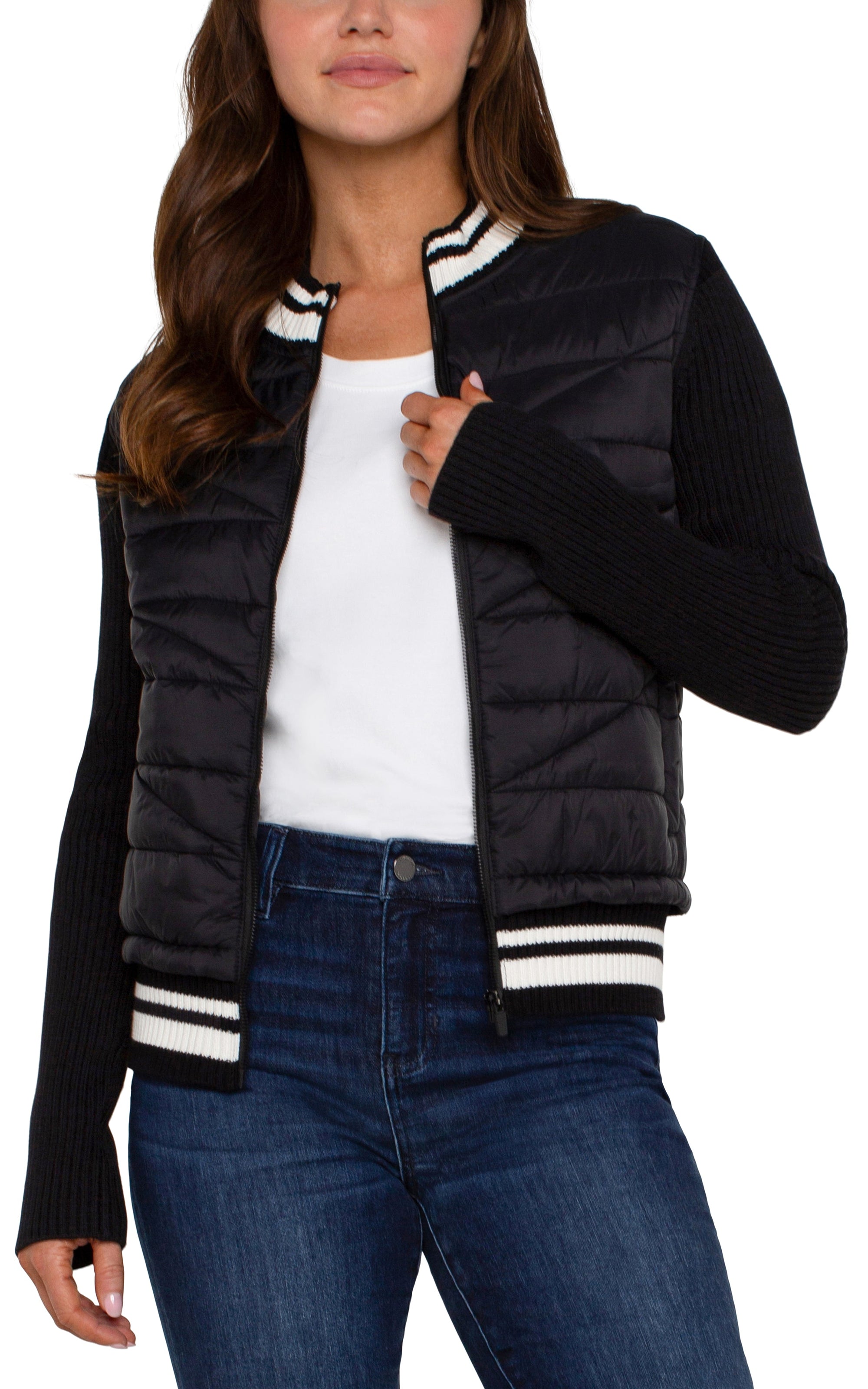 QUILTED FRONT JACKET-Jackets & Sweaters-LIVERPOOL-XSMALL-BLACK-Coriander