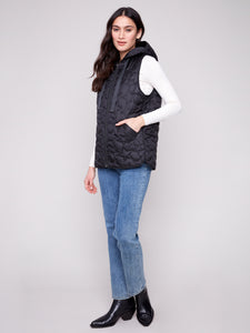 QUILTED SHORT VEST | STAR: BLACK-Jackets & Sweaters-CHARLIE B-Coriander