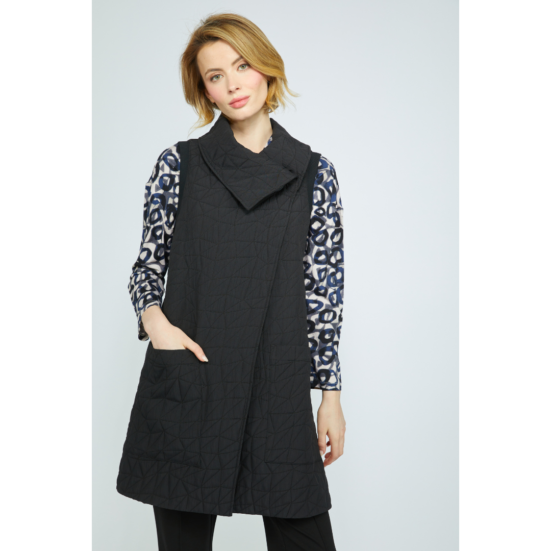 QUILTED VEST | ANGLED POCKET-Jackets & Sweaters-OLIVIA-Coriander