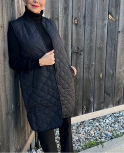 QUILTED VEST | LONG-Jackets & Sweaters-ILSE JACOBSEN-36-BLACK 001-Coriander
