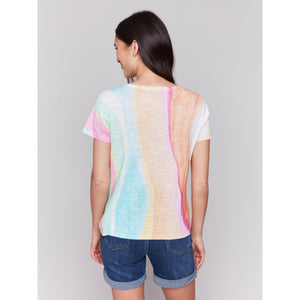 RAINBOW CREW NECK TEE-Tops-CHARLIE B-Coriander