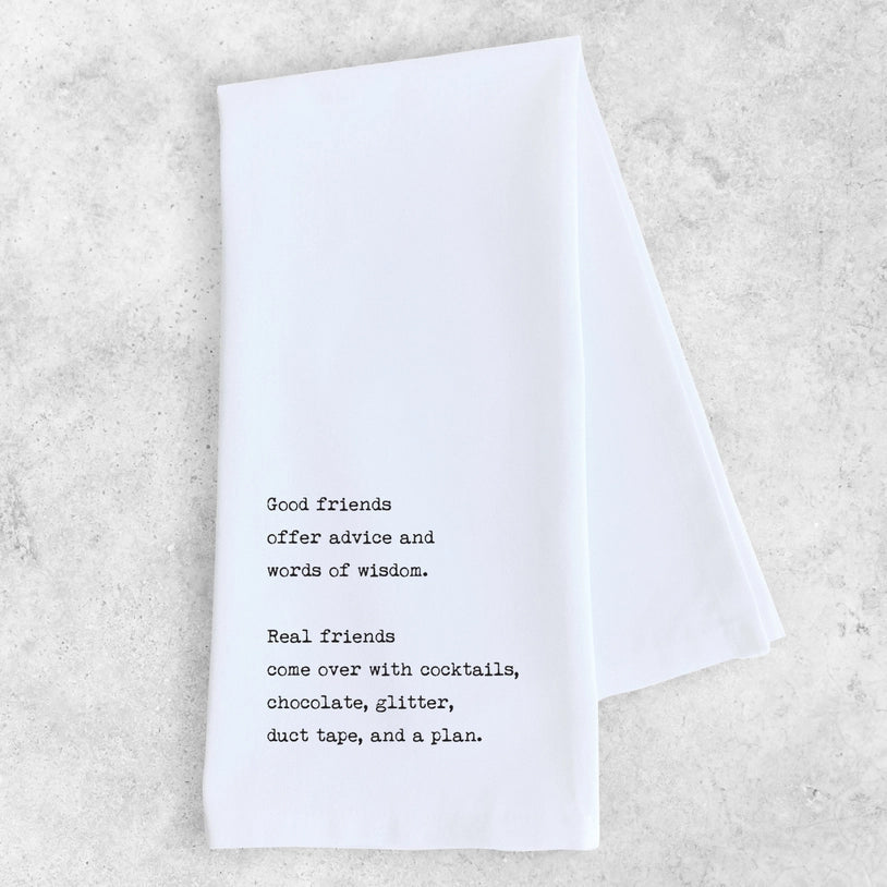 REAL FRIENDS TEA TOWEL-Home Decor-DEV D & CO-Coriander