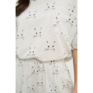 RELAXED SHORTS | CAT FACES-Bottoms-SM WARDROBE-Coriander