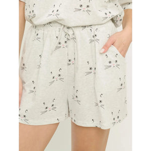 RELAXED SHORTS | CAT FACES-Bottoms-SM WARDROBE-SMALL-CREAM-Coriander