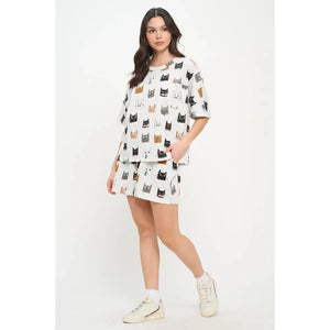 RELAXED T-SHIRT | KITTEN FACE-Top-SM WARDROBE-Coriander