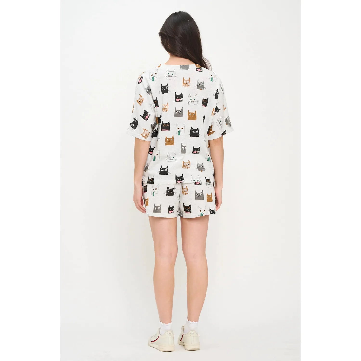 RELAXED T-SHIRT | KITTEN FACE-Top-SM WARDROBE-Coriander