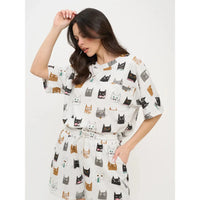 RELAXED T-SHIRT | KITTEN FACE-Top-SM WARDROBE-SMALL-MULTI-Coriander