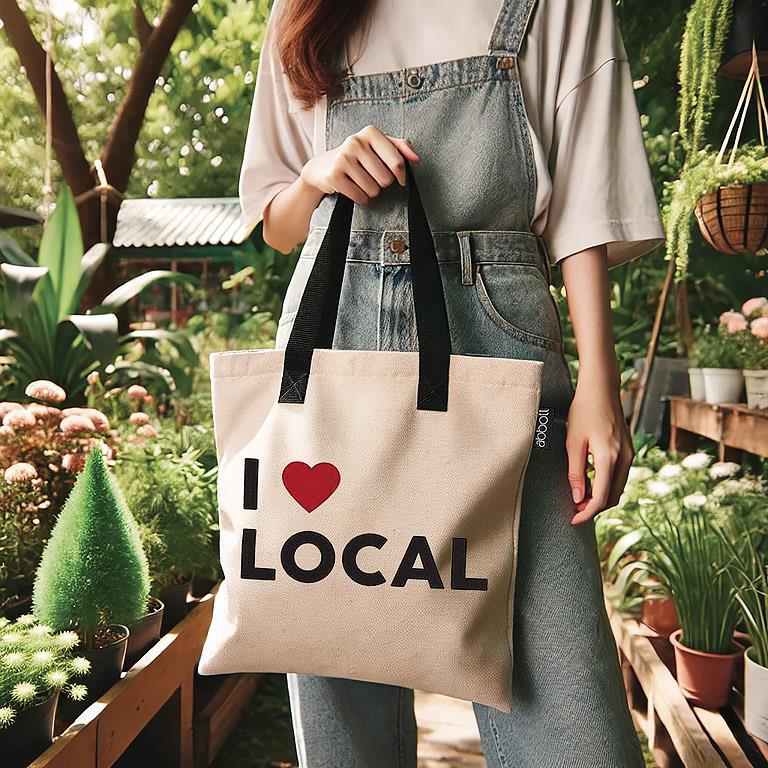 REUSABLE TOTE BAG | I LOVE LOCAL-Bags & Wallets-ABBOTT-Coriander