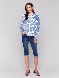 REVERSE PRINTED HOODIE SWEATER-Jackets & Sweaters-CHARLIE B-Coriander