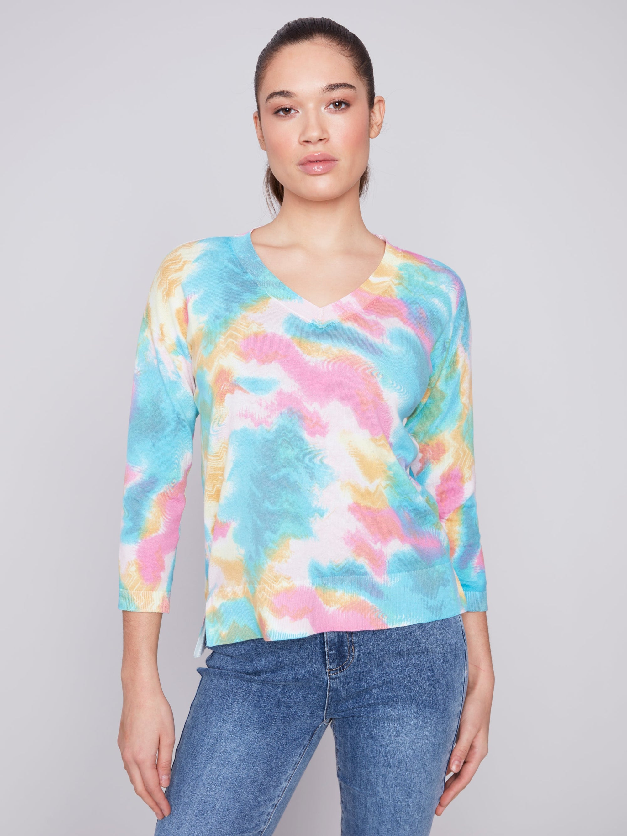 REVERSIBLE COTTON SWEATER-Tops-CHARLIE B-MEDIUM-MULTI-Coriander