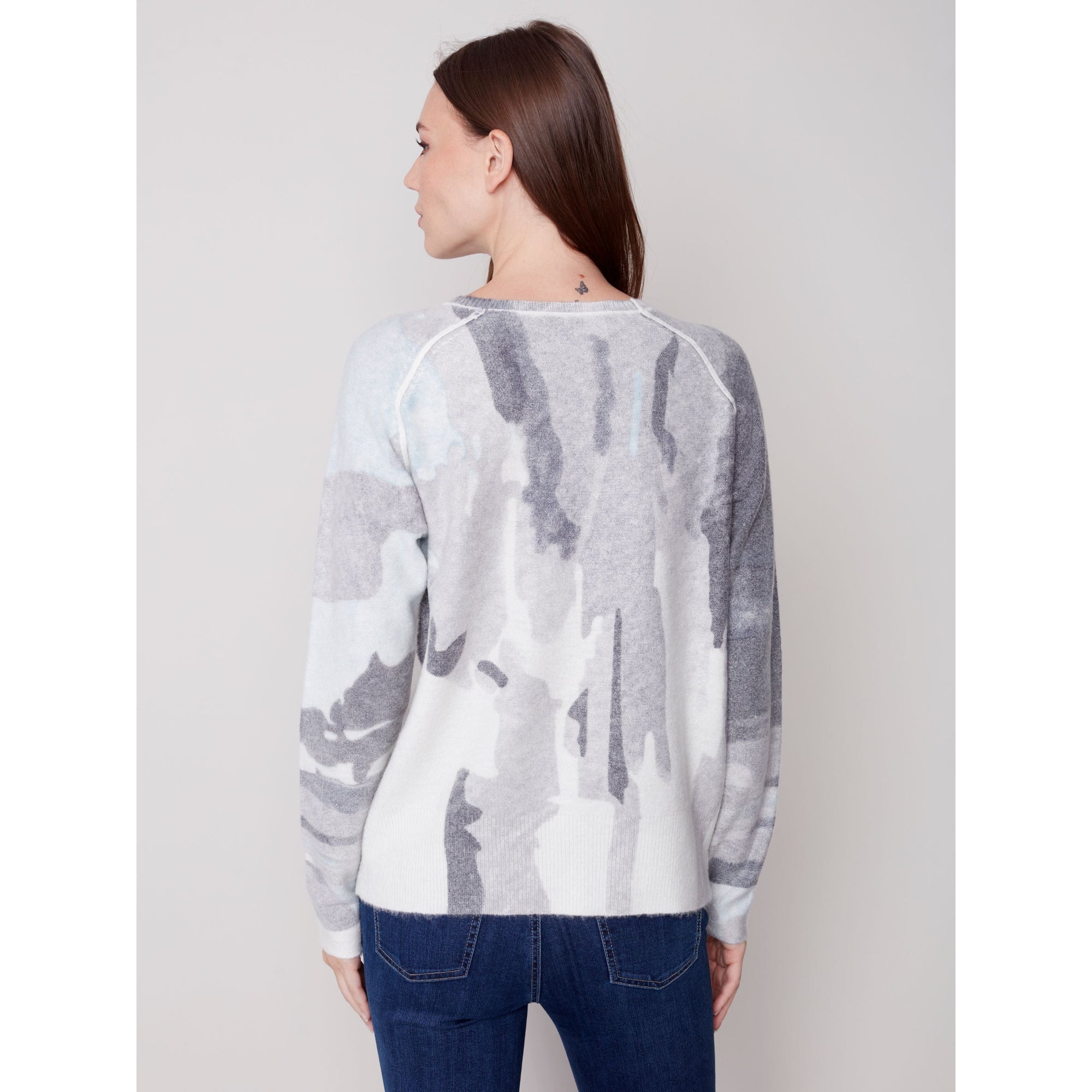 REVERSIBLE PRINTED SWEATER - CHARCOAL-Sweaters & Jackets-CHARLIE B-XSMALL-CHARCOAL-Coriander