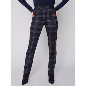 REVERSIBLE PULL ON PLAID PANT-Bottoms-CHARLIE B-4-CHOCOLATE-Coriander