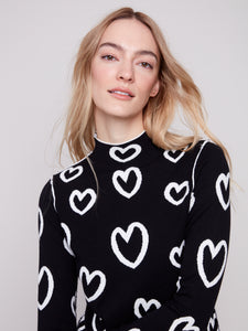 REVERSIBLE SWEATER | MOCK NECK: HEARTS-Jackets & Sweaters-CHARLIE B-Coriander
