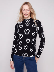 REVERSIBLE SWEATER | MOCK NECK: HEARTS-Jackets & Sweaters-CHARLIE B-Coriander