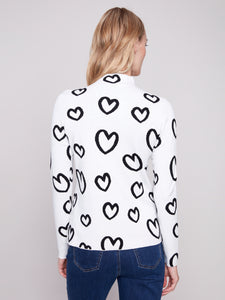 REVERSIBLE SWEATER | MOCK NECK: HEARTS-Jackets & Sweaters-CHARLIE B-Coriander