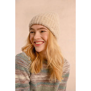 RIB KNIT CUFFED BEANIE-Accessories-MOLLY BRACKEN-Coriander