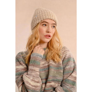 RIB KNIT CUFFED BEANIE-Accessories-MOLLY BRACKEN-ONE-ASH BEIGE-Coriander