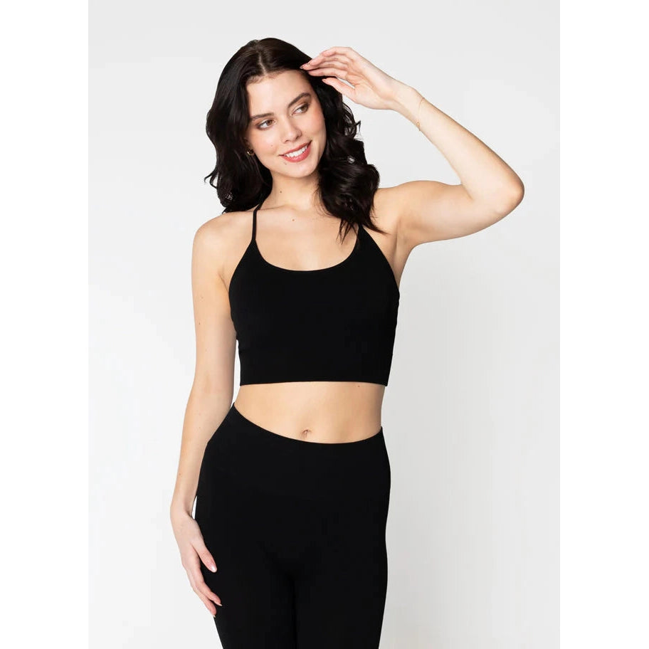 RIBBED CROSS BACK TANK TOP-Tank-CEST MOI-ONE-Black-Coriander