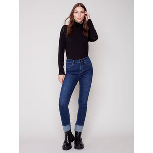 ROLL UP CUFF NARROW LEG PANT-Denim-CHARLIE B-Coriander