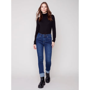 ROLL UP CUFF NARROW LEG PANT-Denim-CHARLIE B-Coriander