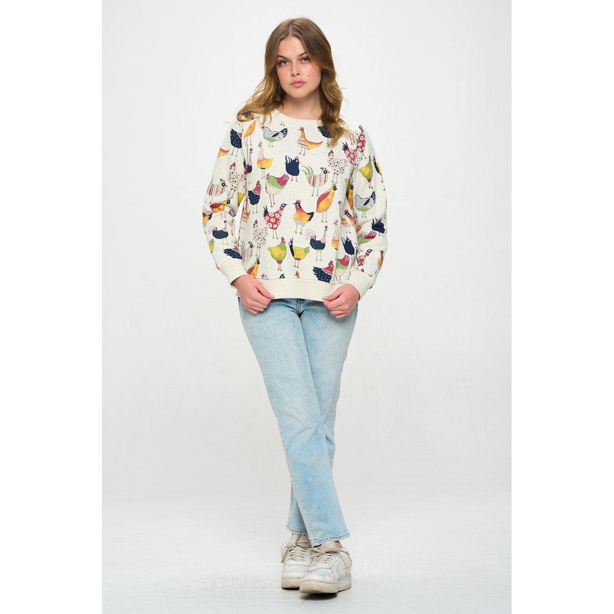 ROOSTER SWEATSHIRT-Tops-SM WARDROBE-Coriander