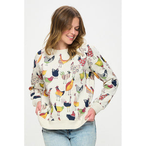 ROOSTER SWEATSHIRT-Tops-SM WARDROBE-SMALL-Coriander