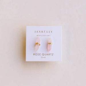 ROSE QUARTZ WIRE WRAPPED STUDS-Jewellery-JAX KELLY-Coriander