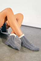 ROSEBUD WAFFLE KNIT ANKLE SOCKS | CHARCOAL-Socks & Footwear-FREE PEOPLE-Coriander