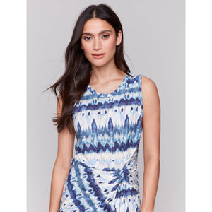 ROUND NECK DRESS WITH FAUX KNOT-Dress-CHARLIE B-SMALL-LAKE TAHOE-Coriander