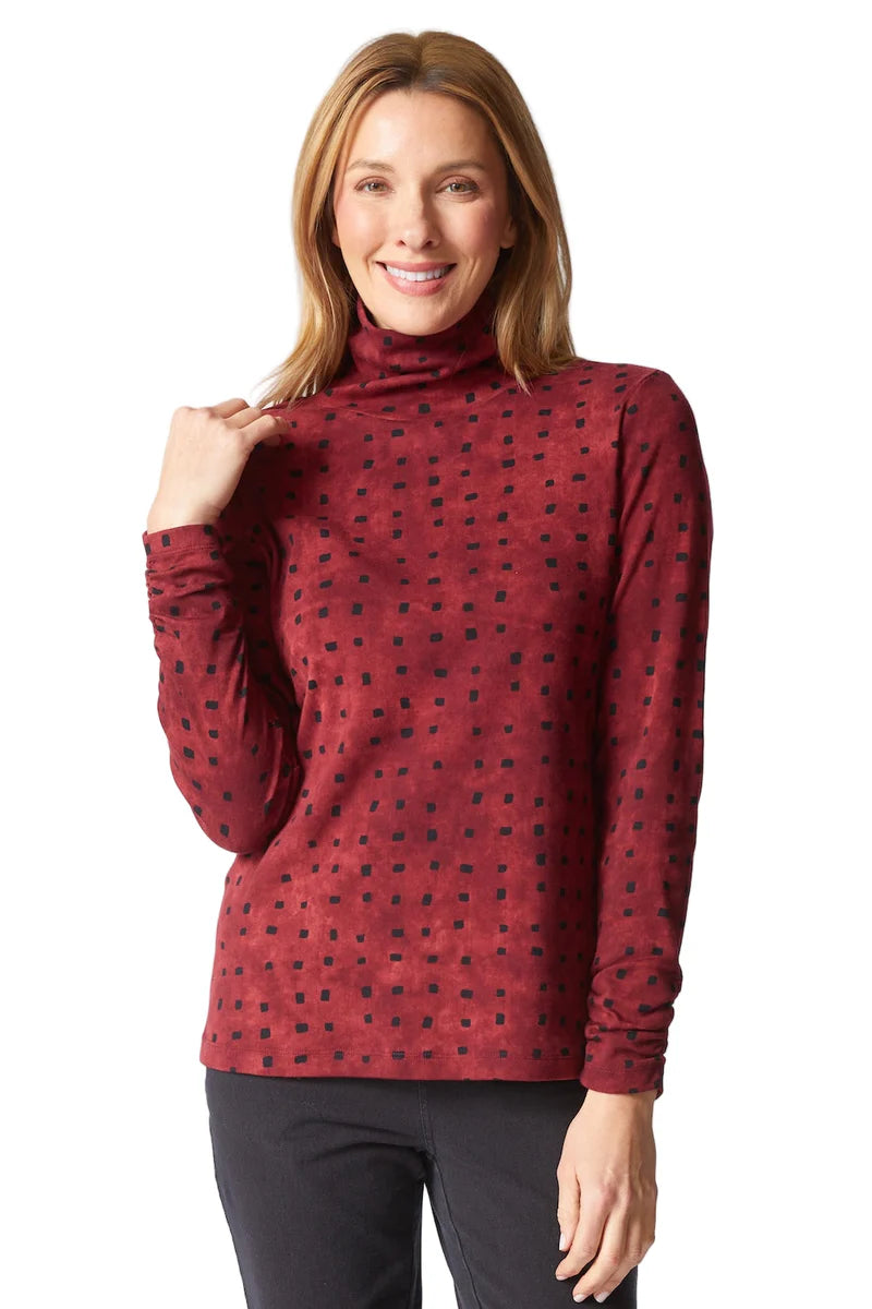 RUCHED TURTLENECK TOP | TIE-DYE-Tops-HABITAT-SMALL-WINE-Coriander