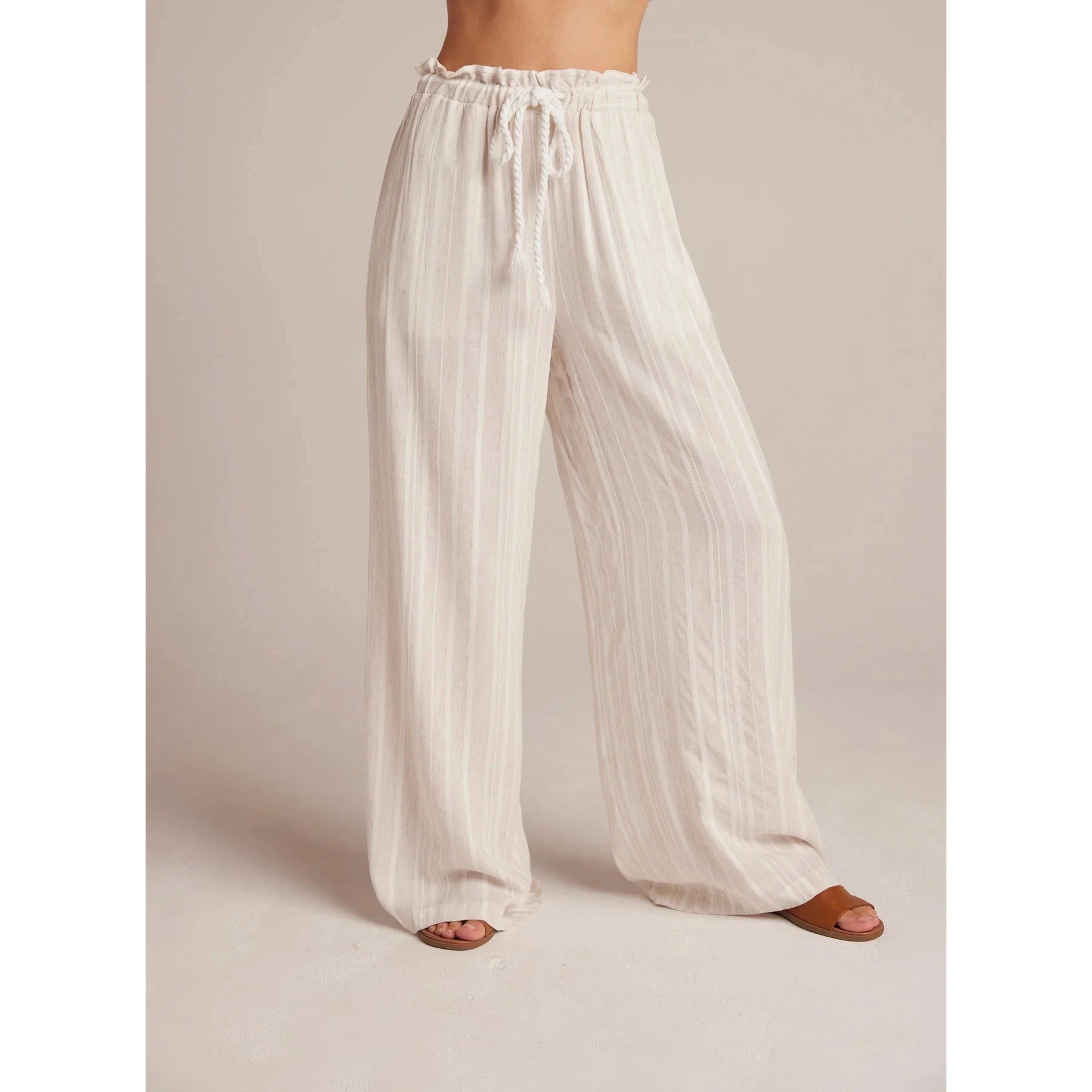 RUFFLE WAIST WIDE LEG PANT-Bottoms-BELLA DAHL-Coriander