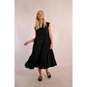 RUFFLED MAXI DRESS-Dress-MOLLY BRACKEN-Coriander