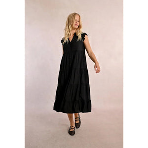 RUFFLED MAXI DRESS-Dress-MOLLY BRACKEN-Coriander
