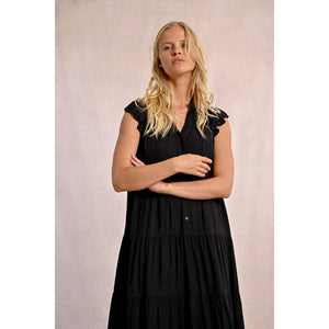 RUFFLED MAXI DRESS-Dress-MOLLY BRACKEN-Coriander