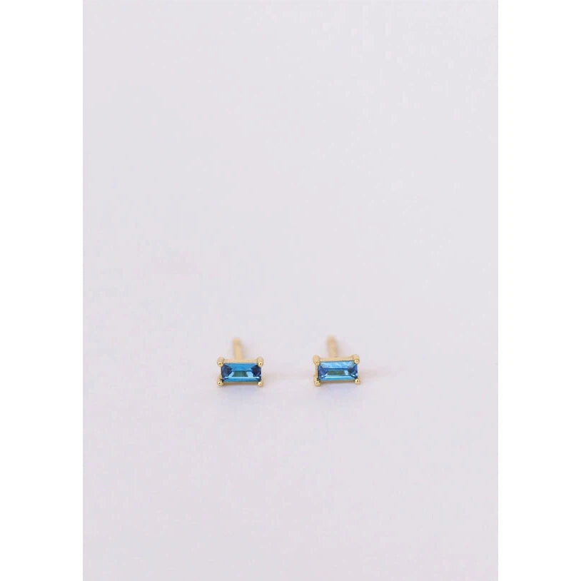 SAPPHIRE BAGUETTE STUDS-Jewellery-JAX KELLY-Coriander