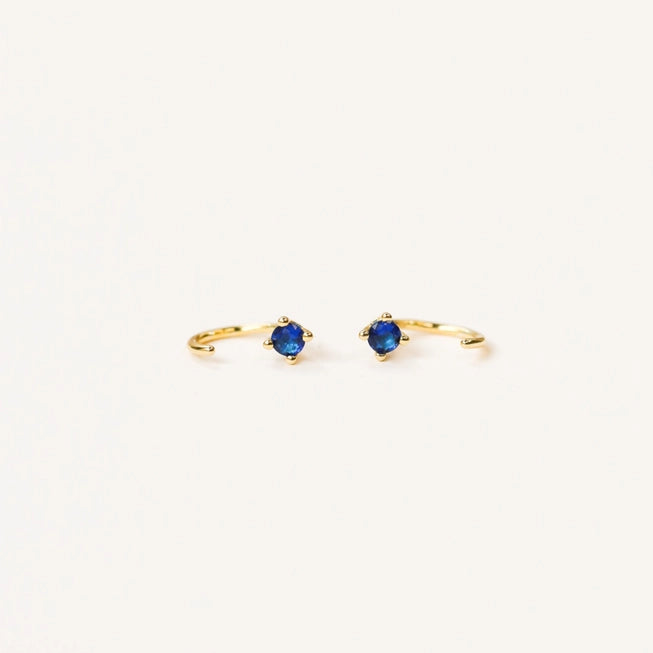 SAPPHIRE HUGGIES EARRINGS-Jewellery-JAX KELLY-Coriander