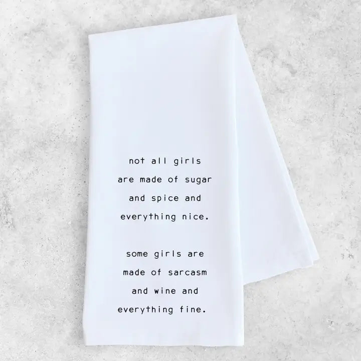SARCASM AND WINE AND EVERYTHING FINE TEA TOWEL-Home Decor-DEV D & CO-Coriander