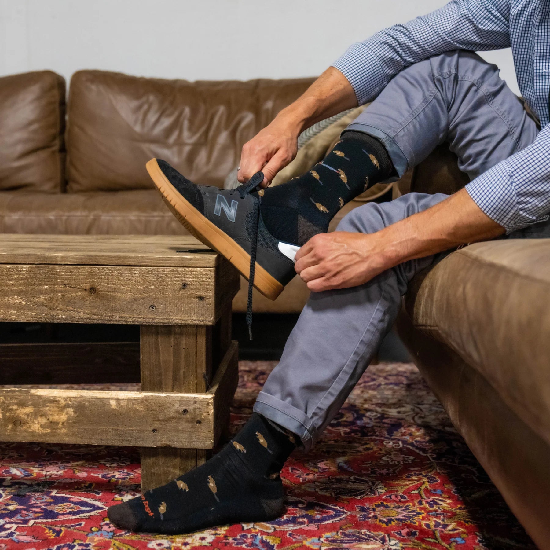 SAWTOOTH CREW SOCKS-Socks & Footwear-DARN TOUGH-Coriander