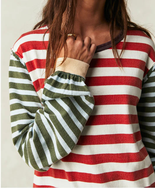 SAWYER STRIPE TEE-Tops-FREE PEOPLE-Coriander