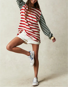 SAWYER STRIPE TEE-Tops-FREE PEOPLE-Coriander