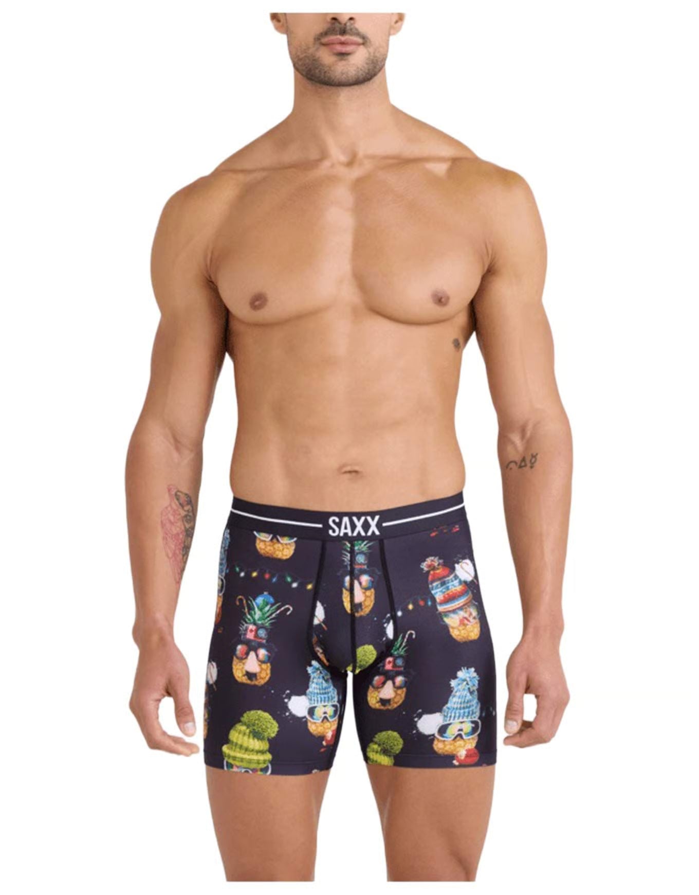 VOLT MESH BOXER BRIEF | DECK THE PINEAPPLES-BLACK