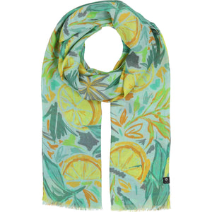SCARF | FLORAL FRUIT-Scarves & Wraps-V.FRAAS SPRING/SUMMER-TURQUOISE-Coriander