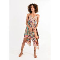 SCARF PRINTED DRESS-Dresses-MOLLY BRACKEN-XSMALL-MULTI OLGA-Coriander