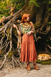 SCARF | WOODLAND WISDOM BOHO PRINT-Uncategorised-MARKET OF STARS-Coriander