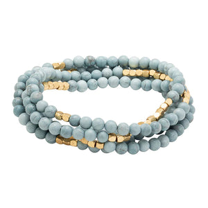 SCOUT BRACELET WRAP STONES-Jewellery-SCOUT-BLUE HOWLITE-GOLD-Coriander