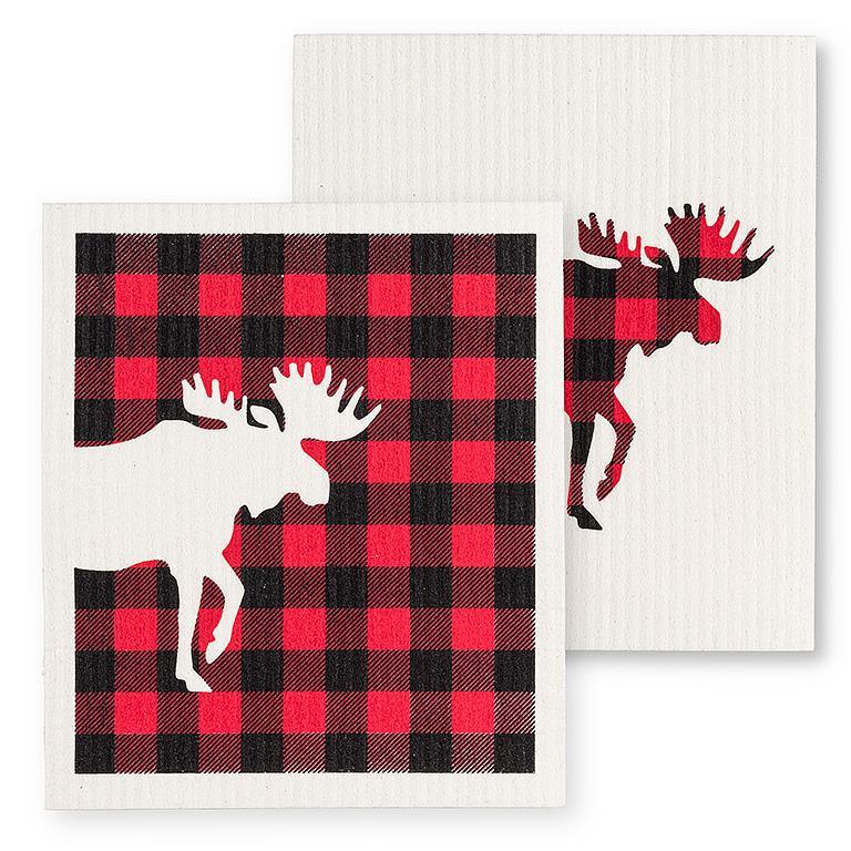 SET OF 2 DISHCLOTHS | BUFFALO CHECK MOOSE-Home-ABBOTT-Coriander