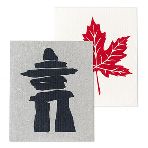 SET OF 2 DISHCLOTHS | INUKSHUK AND MAPLE LEAF-Home-ABBOTT-Coriander